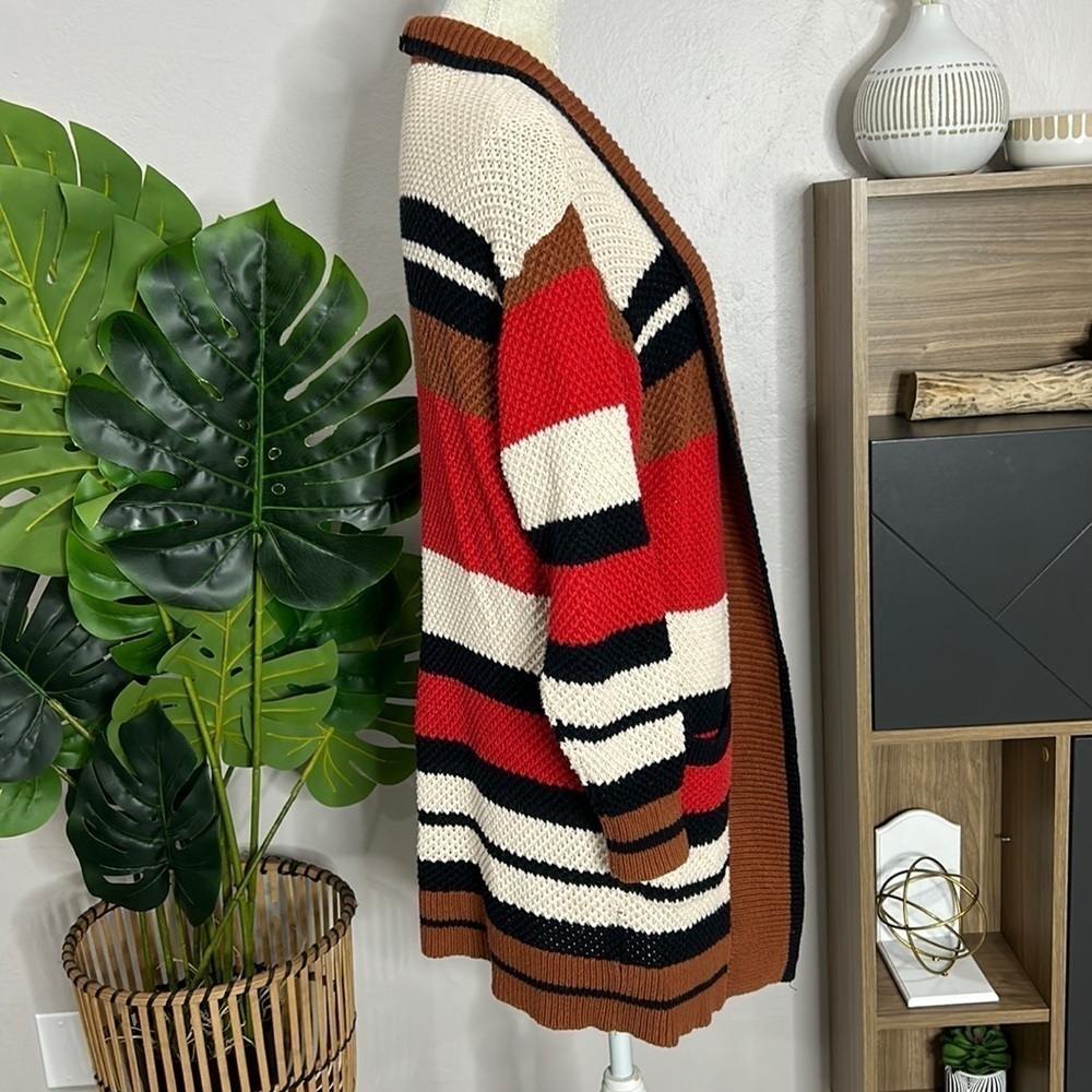 Express Color Block Open Front Knit Cardigan - image 3